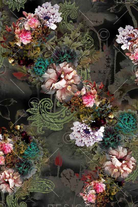 民族花卉印花华亿平台图片