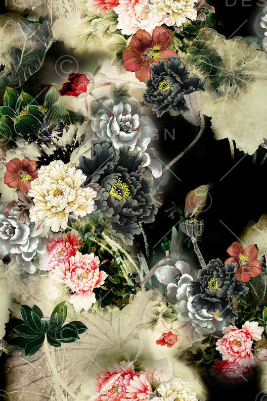 民族花卉印花华亿平台图片