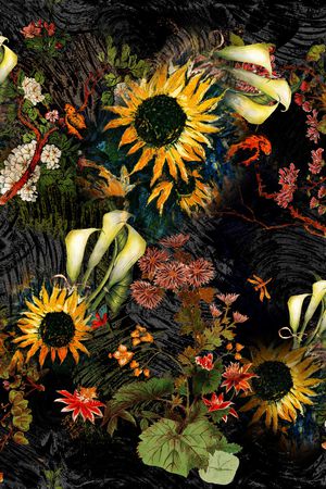 水彩花卉印花华亿平台图片