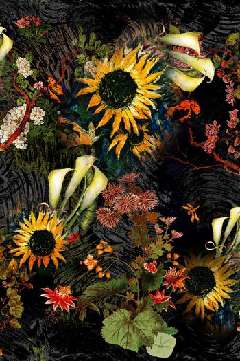 水彩花卉印花华亿平台图片