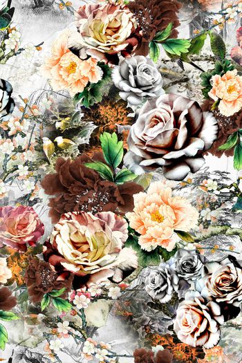 民族花卉印花华亿平台图片