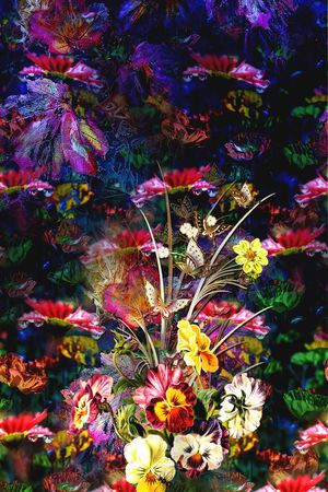 水彩花卉印花华亿平台图片