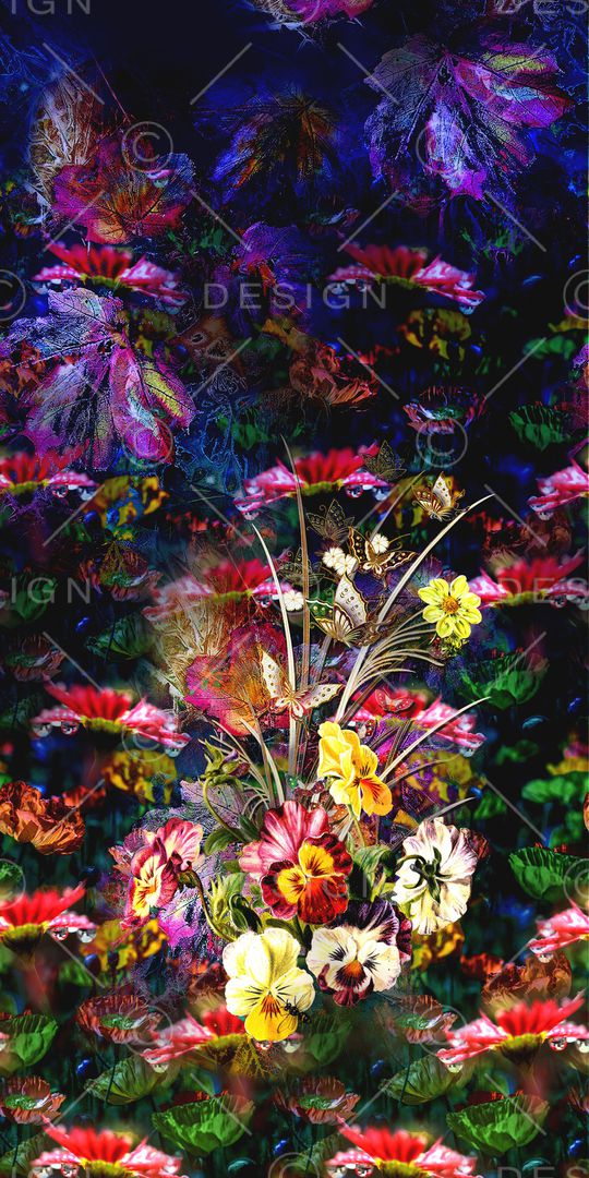 水彩花卉印花华亿平台图片