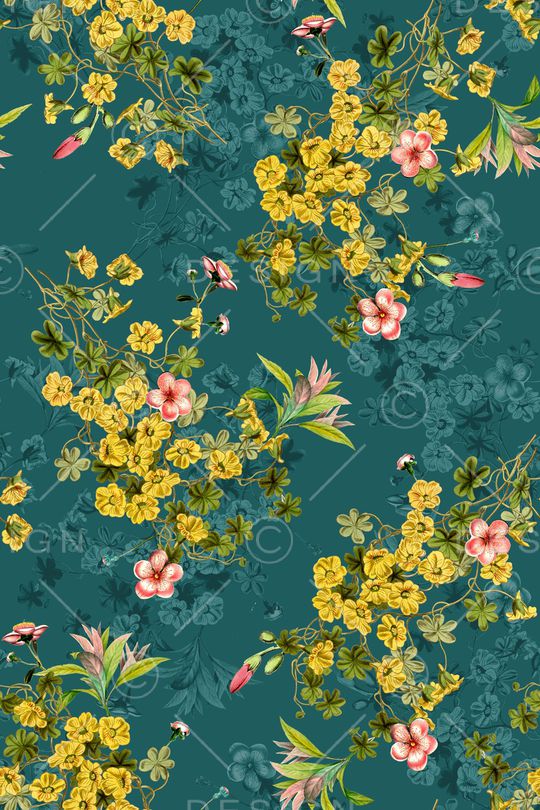 水彩花卉印花华亿平台图片