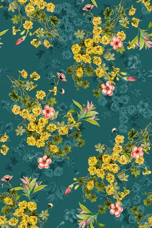 水彩花卉印花华亿平台图片