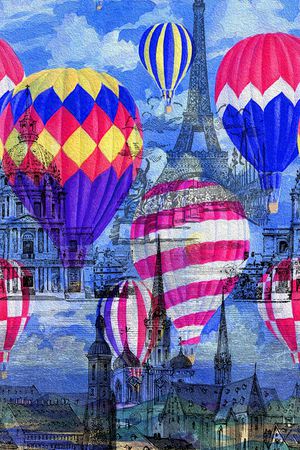 国外建筑与热气球印花华亿平台图片