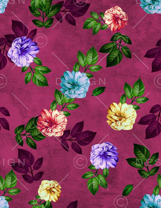 水彩花卉印花华亿平台图片