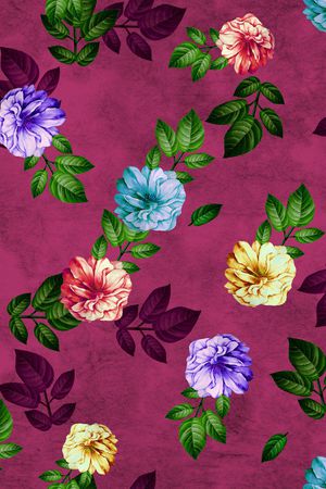 水彩花卉印花华亿平台图片