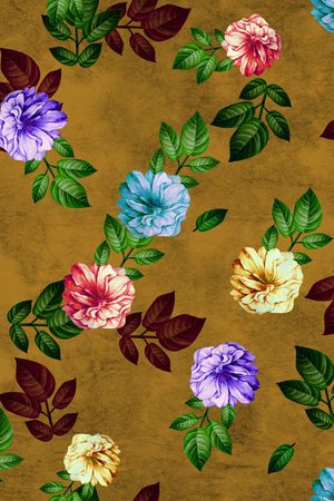 水彩花卉印花华亿平台图片