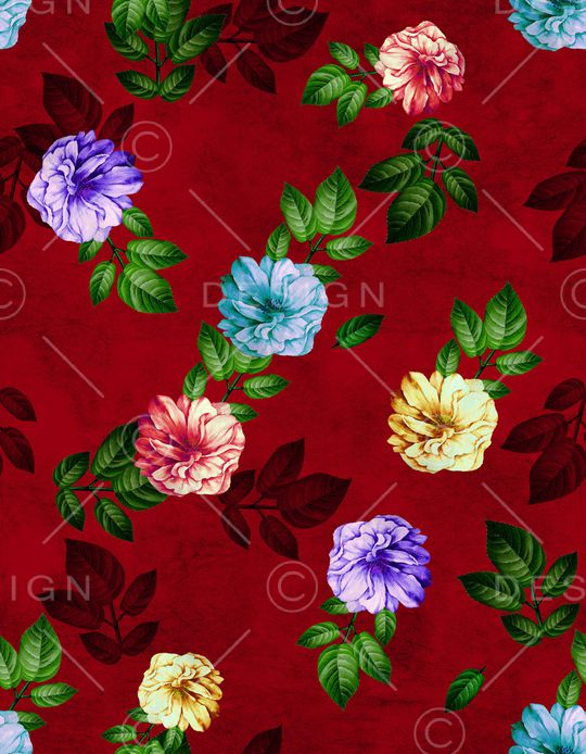 水彩花卉印花华亿平台图片