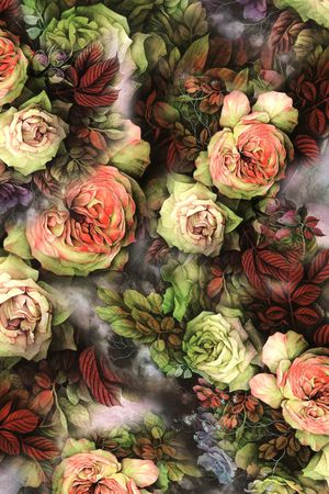 手绘花卉印花华亿平台图片