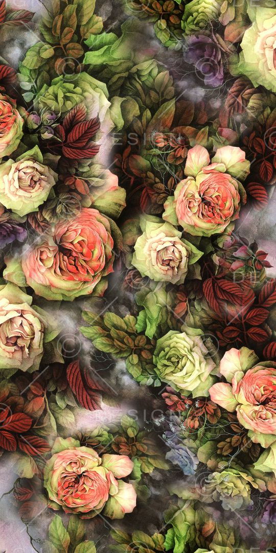 手绘花卉印花华亿平台图片