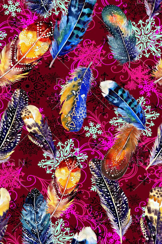 羽毛印花华亿平台图片