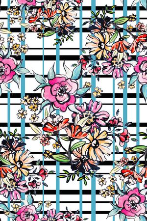 手绘花卉印花华亿平台图片