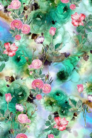 抽象花卉印花华亿平台图片