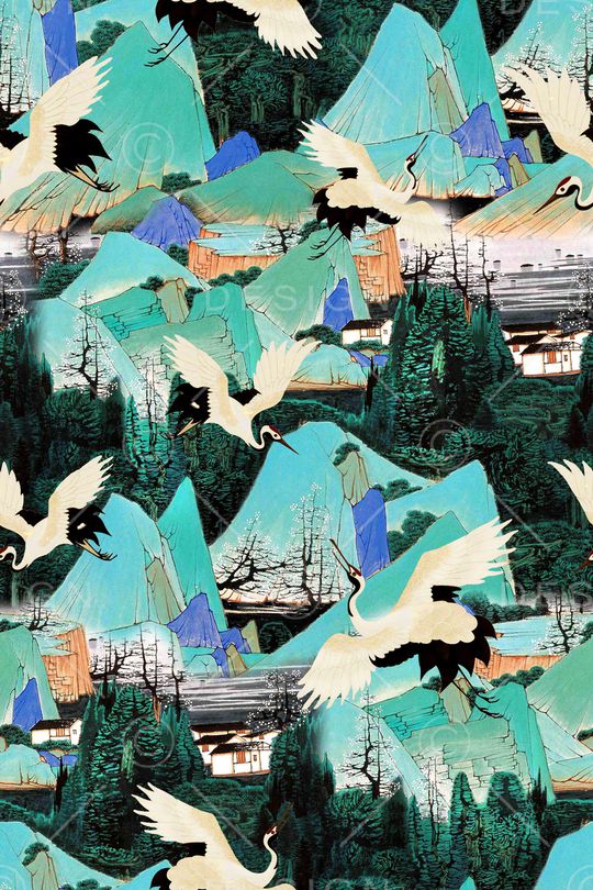 仙鹤印花华亿平台图片