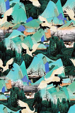 仙鹤印花华亿平台图片