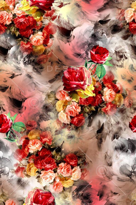 水彩花卉印花华亿平台图片