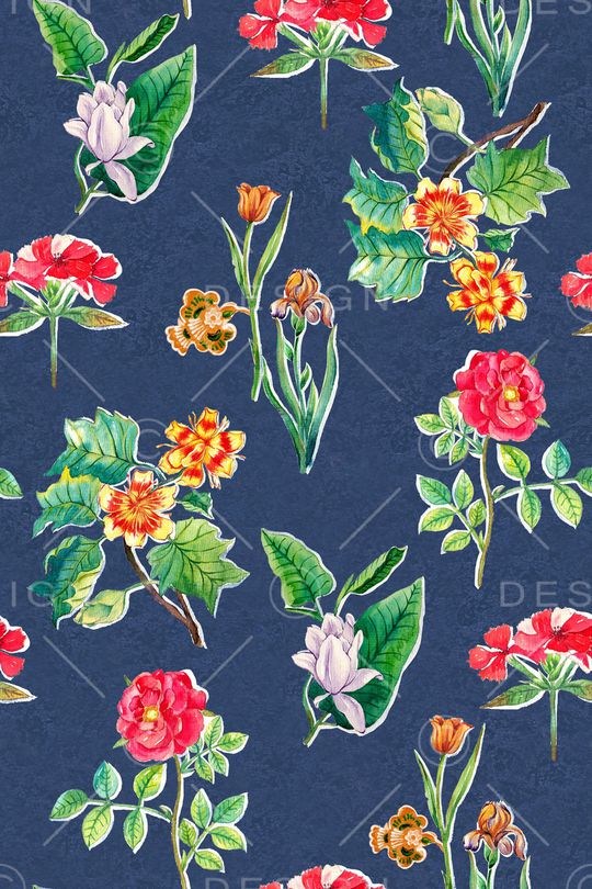 水彩花卉印花华亿平台图片