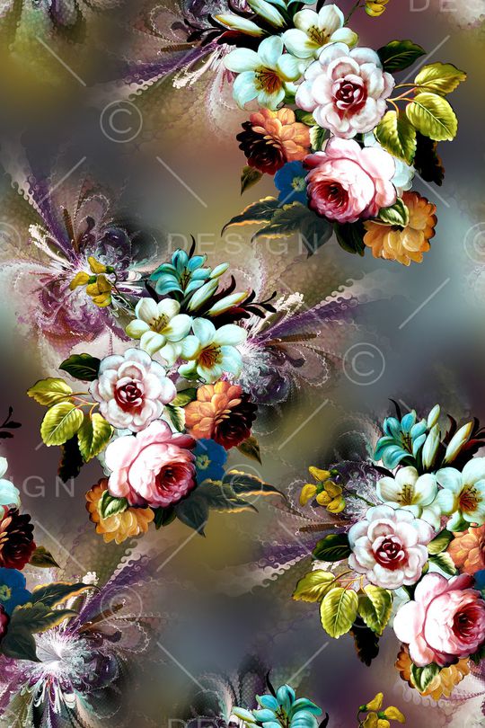 水彩花卉印花华亿平台图片