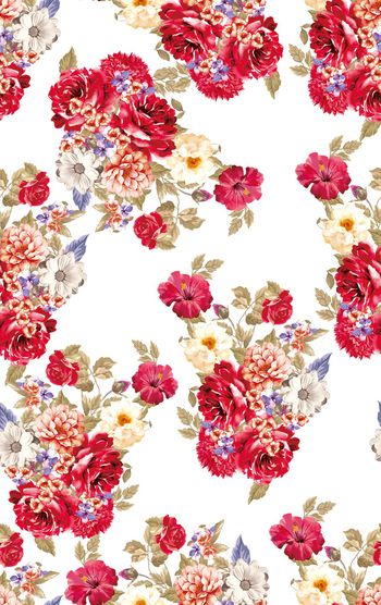 水彩花卉印花华亿平台图片