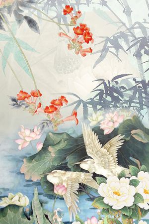 抽象花卉印花华亿平台图片