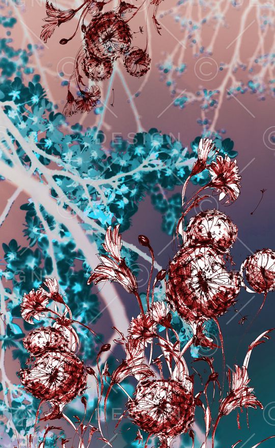 水彩花卉印花华亿平台图片