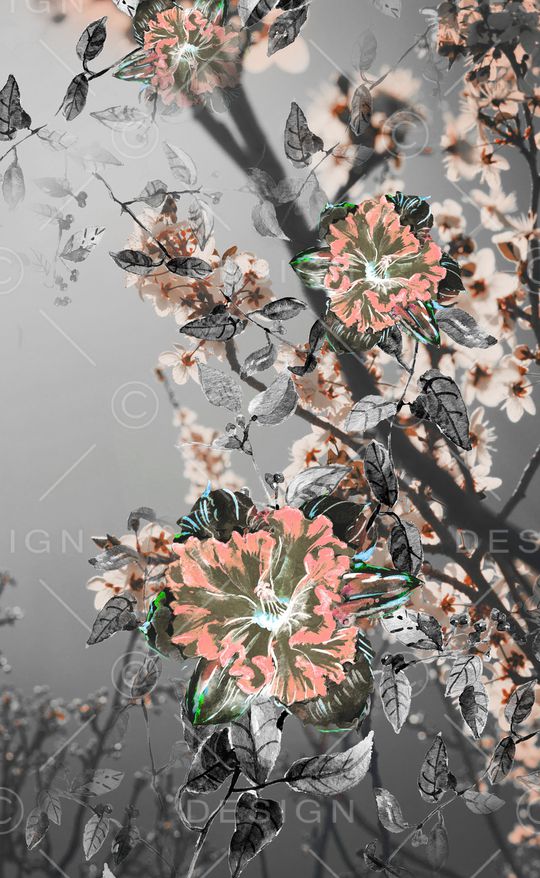 水彩花卉印花华亿平台图片