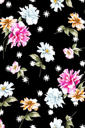 水彩花卉印花华亿平台图片