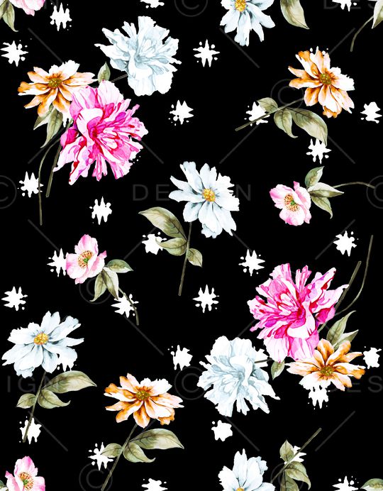 水彩花卉印花华亿平台图片