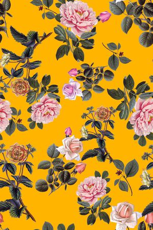 手绘花卉印花华亿平台图片