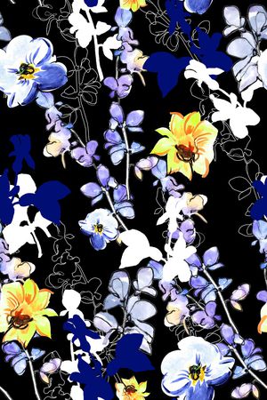 线条花卉印花华亿平台图片