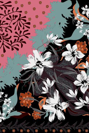 手绘花卉印花华亿平台图片