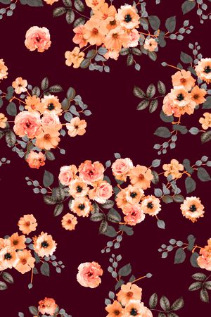 手绘玫瑰印花华亿平台图片