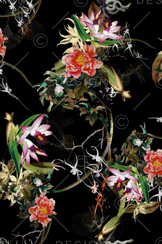 水彩花卉印花华亿平台图片