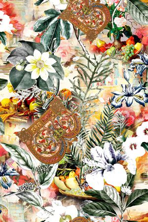 民族花卉印花华亿平台图片