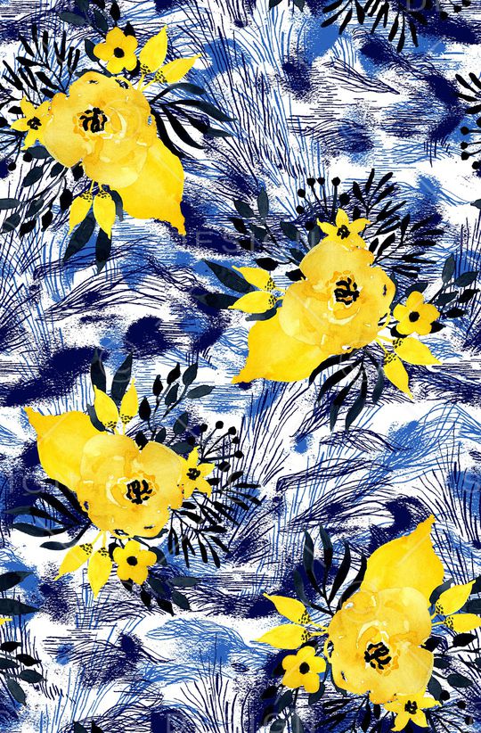 水彩花卉印花华亿平台图片