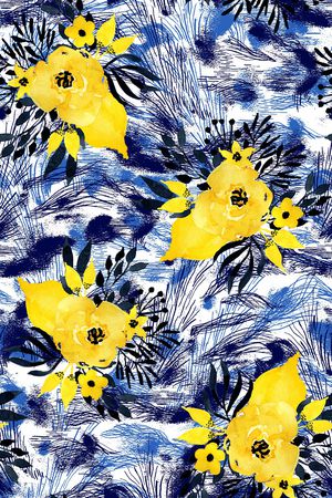 水彩花卉印花华亿平台图片