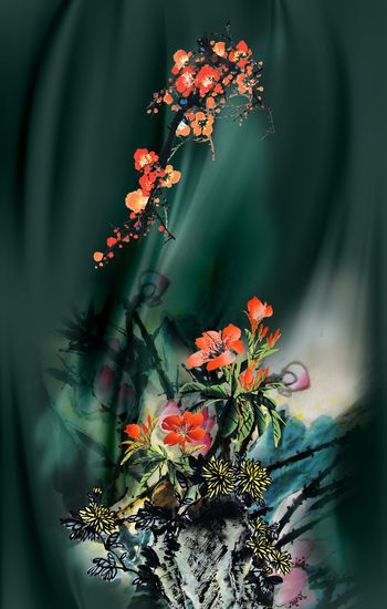 花卉印花华亿平台图片