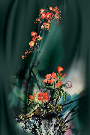 花卉印花华亿平台图片