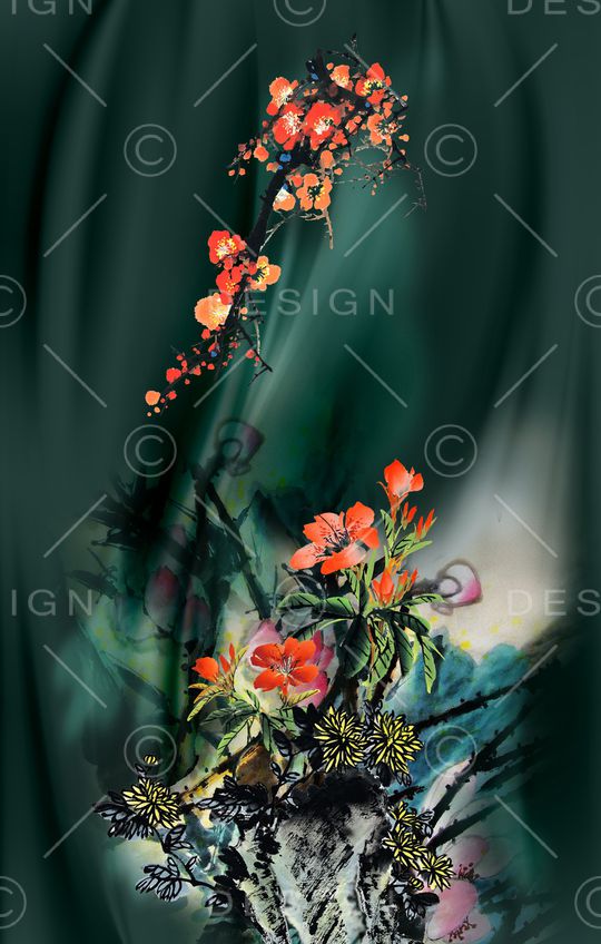 花卉印花华亿平台图片