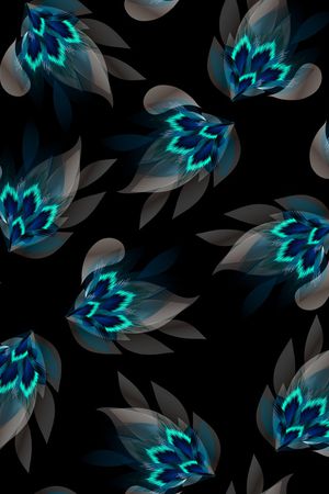 黑底花卉印花华亿平台图片