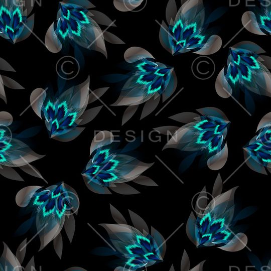 黑底花卉印花华亿平台图片