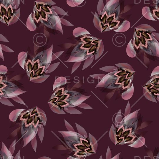 黑底花卉印花华亿平台图片