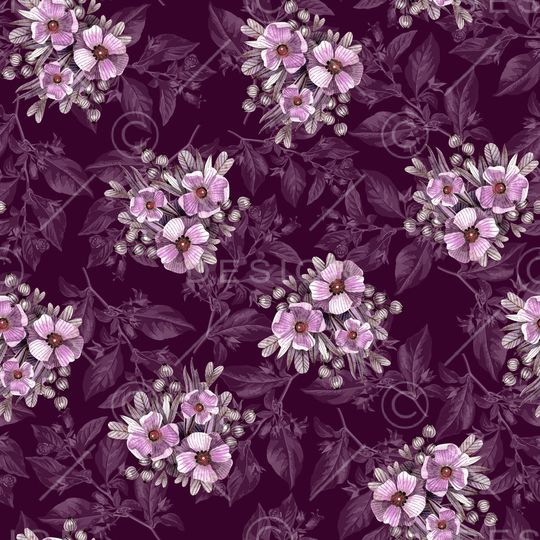 黑底花卉印花华亿平台图片