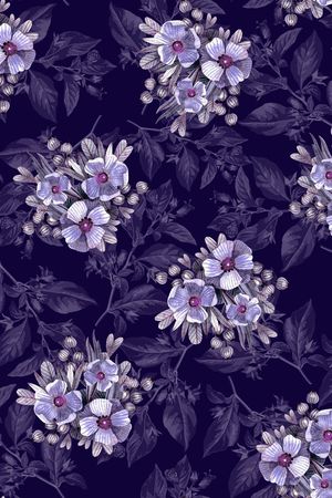 黑底花卉印花华亿平台图片