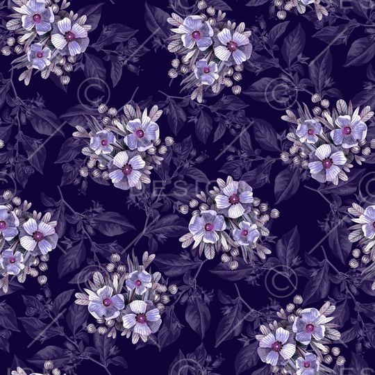 黑底花卉印花华亿平台图片