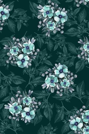 黑底花卉印花华亿平台图片