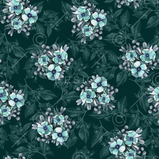 黑底花卉印花华亿平台图片