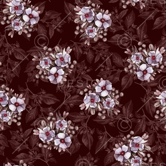 黑底花卉印花华亿平台图片